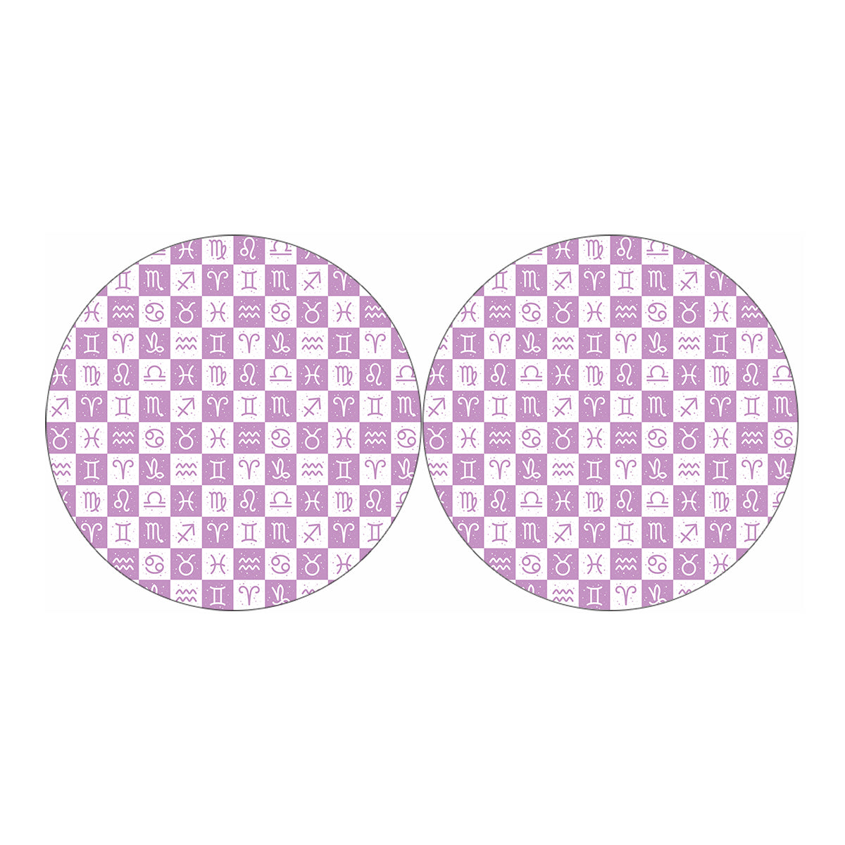 White And Purple Zodiac Signs Print Car Coasters