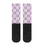 White And Purple Zodiac Signs Print Crew Socks