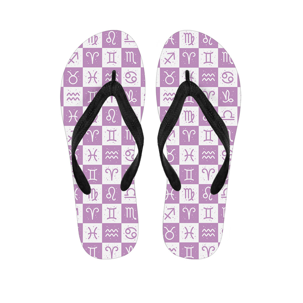 White And Purple Zodiac Signs Print Flip Flops