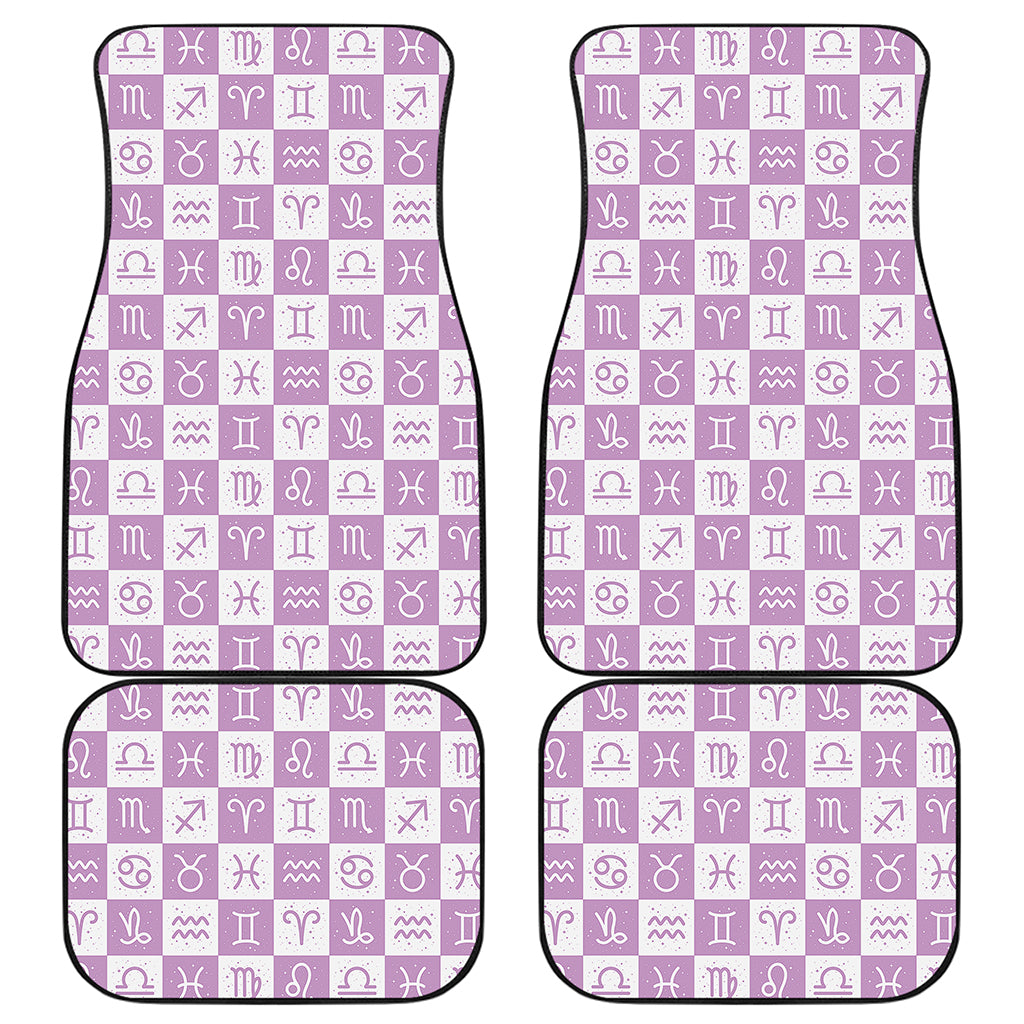White And Purple Zodiac Signs Print Front and Back Car Floor Mats