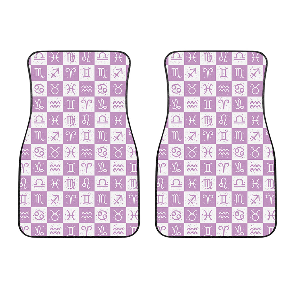 White And Purple Zodiac Signs Print Front Car Floor Mats
