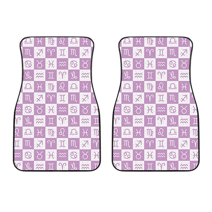 White And Purple Zodiac Signs Print Front Car Floor Mats