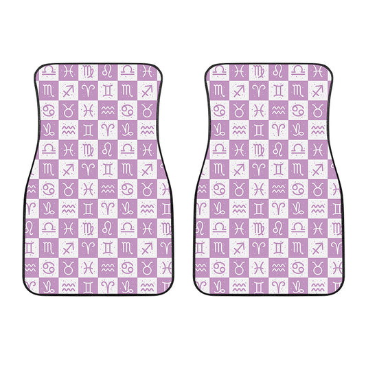 White And Purple Zodiac Signs Print Front Car Floor Mats