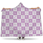 White And Purple Zodiac Signs Print Hooded Blanket