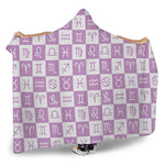White And Purple Zodiac Signs Print Hooded Blanket