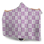 White And Purple Zodiac Signs Print Hooded Blanket