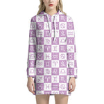 White And Purple Zodiac Signs Print Hoodie Dress