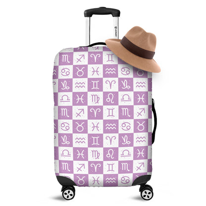 White And Purple Zodiac Signs Print Luggage Cover