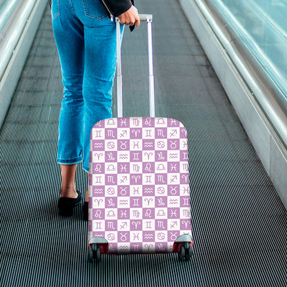 White And Purple Zodiac Signs Print Luggage Cover