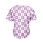 White And Purple Zodiac Signs Print Men's Baseball Jersey