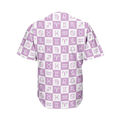 White And Purple Zodiac Signs Print Men's Baseball Jersey