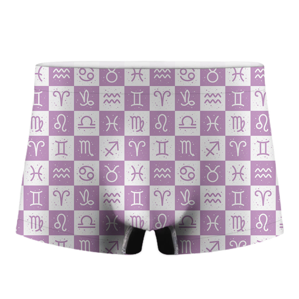 White And Purple Zodiac Signs Print Men's Boxer Briefs