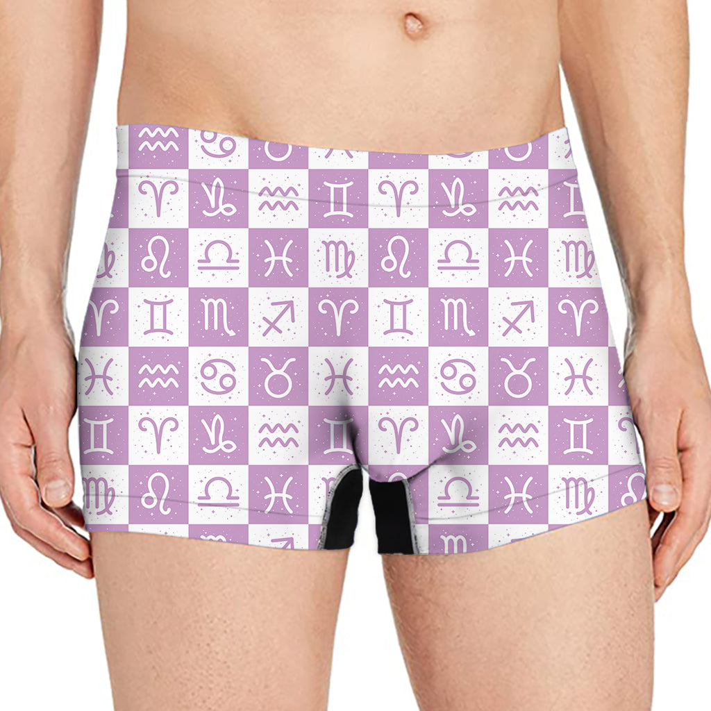 White And Purple Zodiac Signs Print Men's Boxer Briefs
