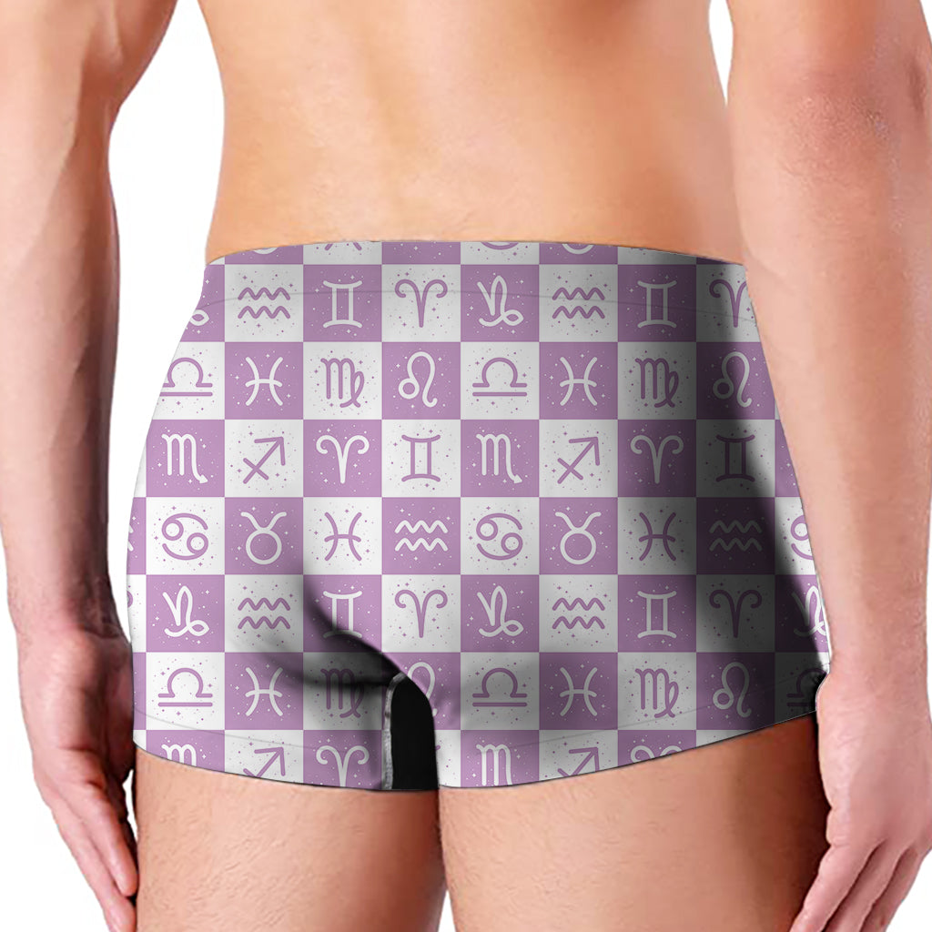 White And Purple Zodiac Signs Print Men's Boxer Briefs