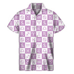 White And Purple Zodiac Signs Print Men's Short Sleeve Shirt