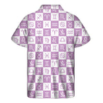 White And Purple Zodiac Signs Print Men's Short Sleeve Shirt
