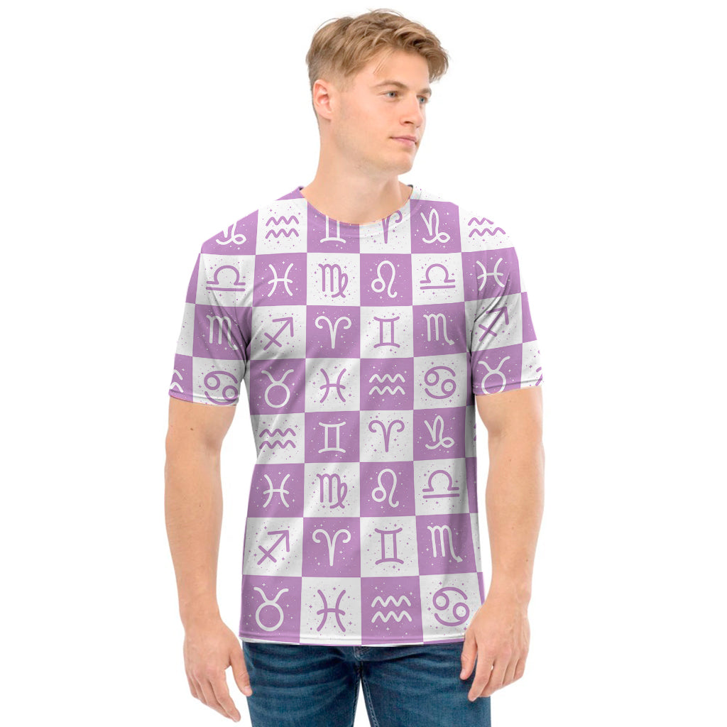 White And Purple Zodiac Signs Print Men's T-Shirt