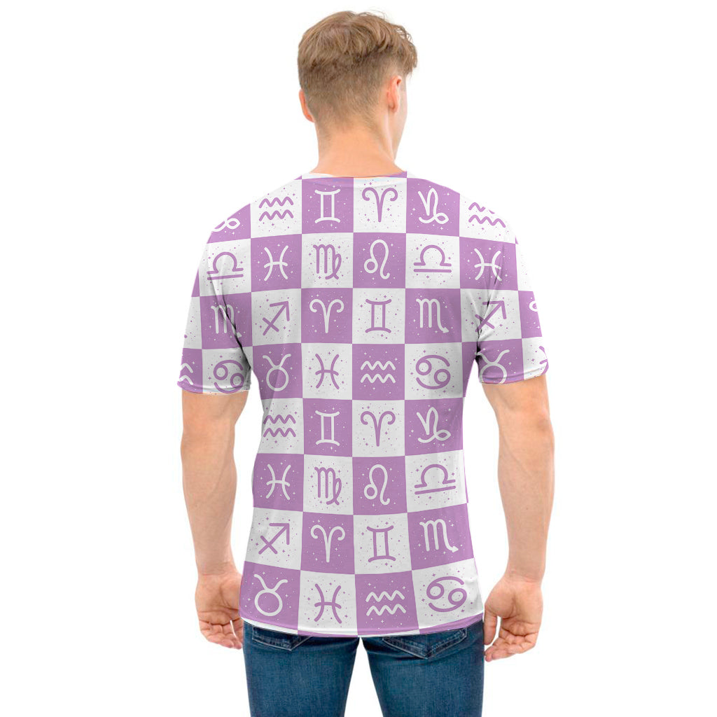 White And Purple Zodiac Signs Print Men's T-Shirt