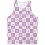 White And Purple Zodiac Signs Print Men's Tank Top