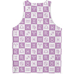 White And Purple Zodiac Signs Print Men's Tank Top