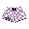 White And Purple Zodiac Signs Print Muay Thai Boxing Shorts