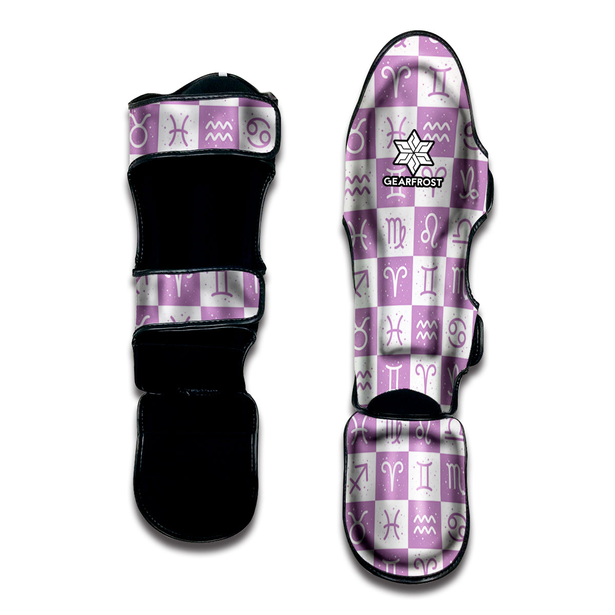 White And Purple Zodiac Signs Print Muay Thai Shin Guard