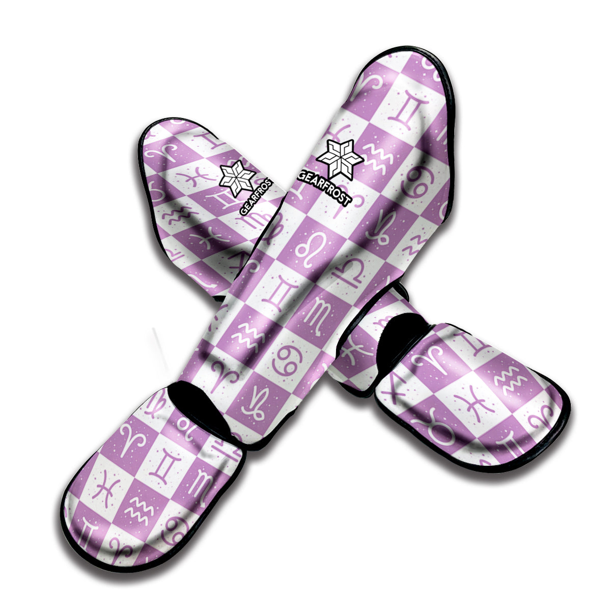 White And Purple Zodiac Signs Print Muay Thai Shin Guard