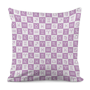 White And Purple Zodiac Signs Print Pillow Cover