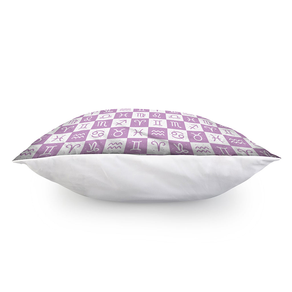 White And Purple Zodiac Signs Print Pillow Cover