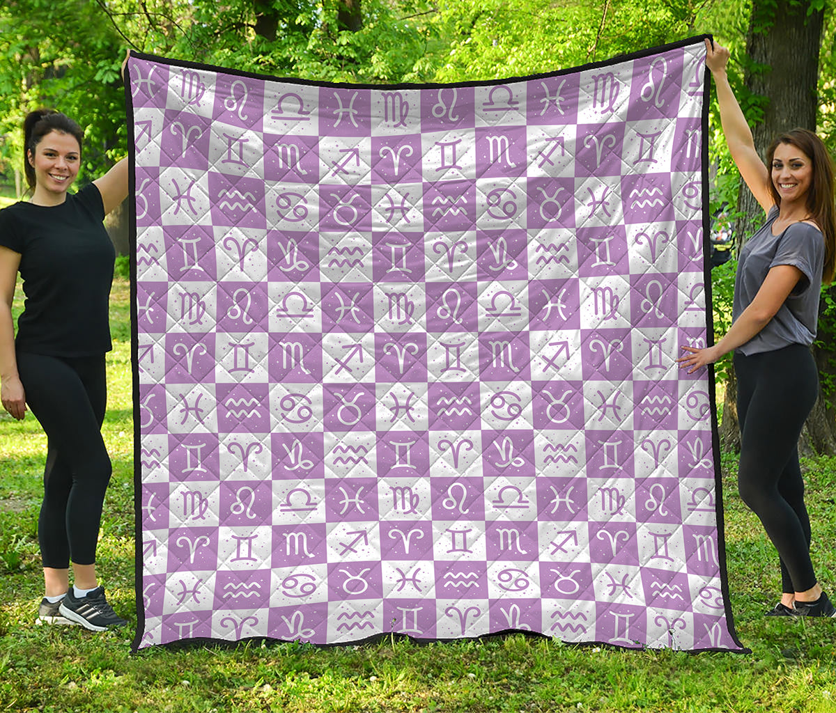 White And Purple Zodiac Signs Print Quilt
