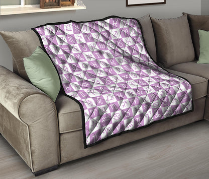 White And Purple Zodiac Signs Print Quilt