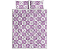 White And Purple Zodiac Signs Print Quilt Bed Set