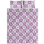 White And Purple Zodiac Signs Print Quilt Bed Set