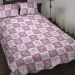 White And Purple Zodiac Signs Print Quilt Bed Set