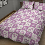 White And Purple Zodiac Signs Print Quilt Bed Set