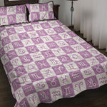 White And Purple Zodiac Signs Print Quilt Bed Set