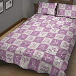 White And Purple Zodiac Signs Print Quilt Bed Set