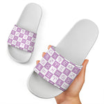 White And Purple Zodiac Signs Print White Slide Sandals