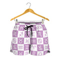 White And Purple Zodiac Signs Print Women's Shorts