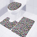 White And Rainbow Leopard Print 3 Piece Bath Mat Set