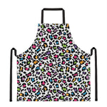 White And Rainbow Leopard Print Apron