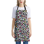 White And Rainbow Leopard Print Apron