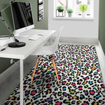 White And Rainbow Leopard Print Area Rug