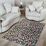 White And Rainbow Leopard Print Area Rug