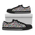 White And Rainbow Leopard Print Black Low Top Sneakers