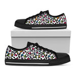 White And Rainbow Leopard Print Black Low Top Shoes