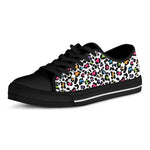 White And Rainbow Leopard Print Black Low Top Shoes