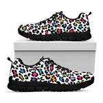 White And Rainbow Leopard Print Black Sneakers