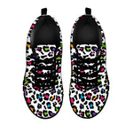 White And Rainbow Leopard Print Black Sneakers