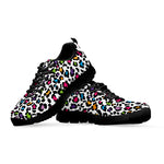 White And Rainbow Leopard Print Black Sneakers